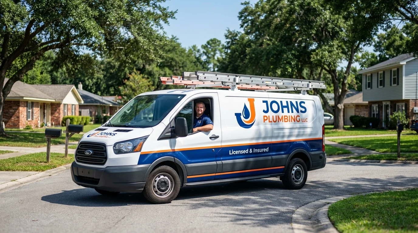 Johns Plumbing LLC service van in Shrewsbury, PA