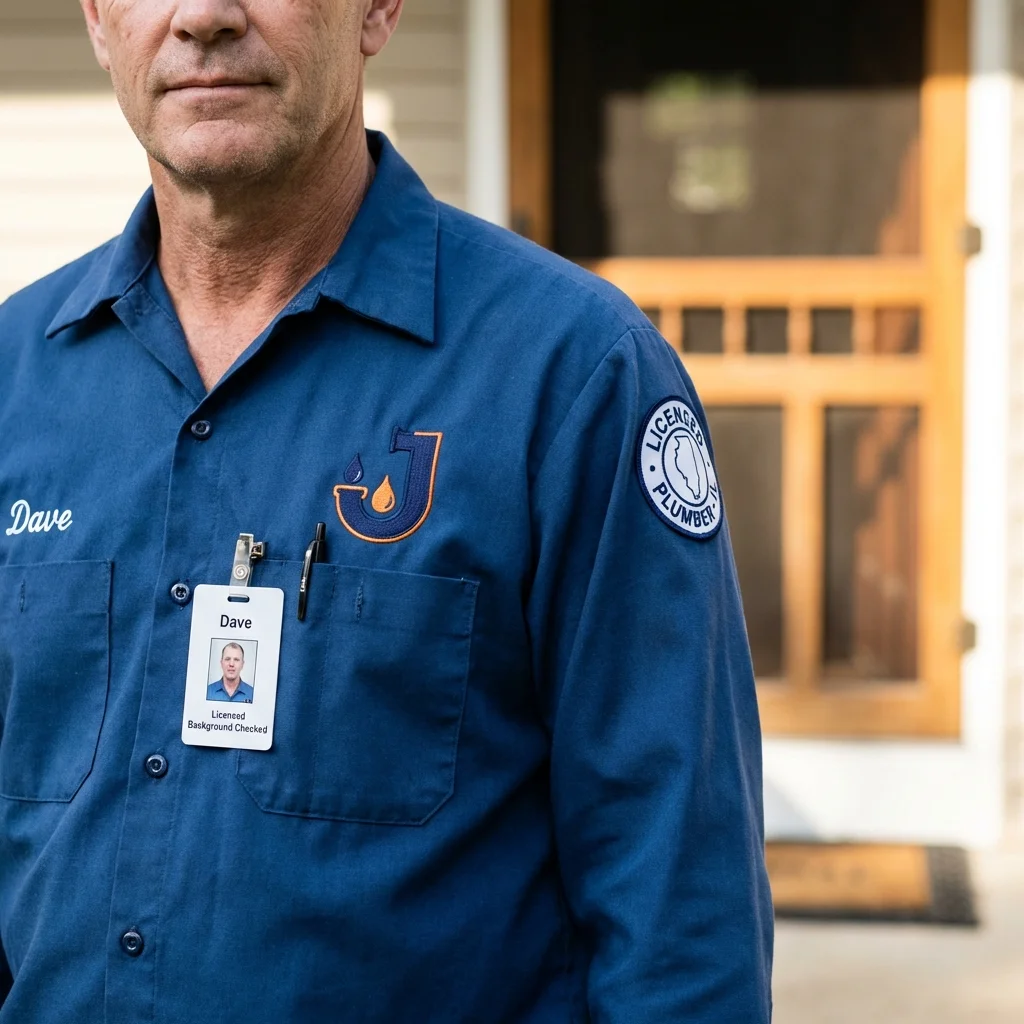 Licensed plumber showing ID badge in Shrewsbury, PA
