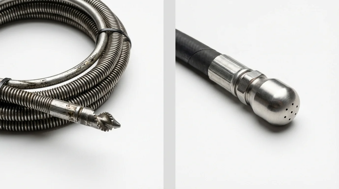 Drain snake cable and hydro jetting nozzle used for drain cleaning in Shrewsbury, PA