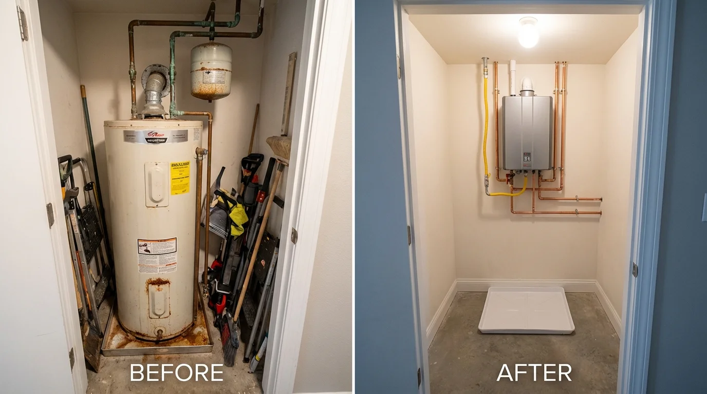 Tank water heater versus wall-mounted tankless unit comparison for Shrewsbury, PA homeowners